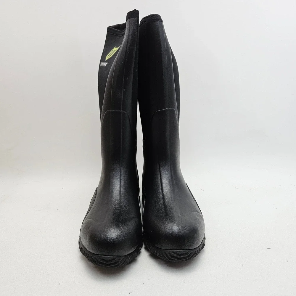 TideWe Mens Rubber Hunting Boots Black Waterproof Steel Shank Size 10 NEW